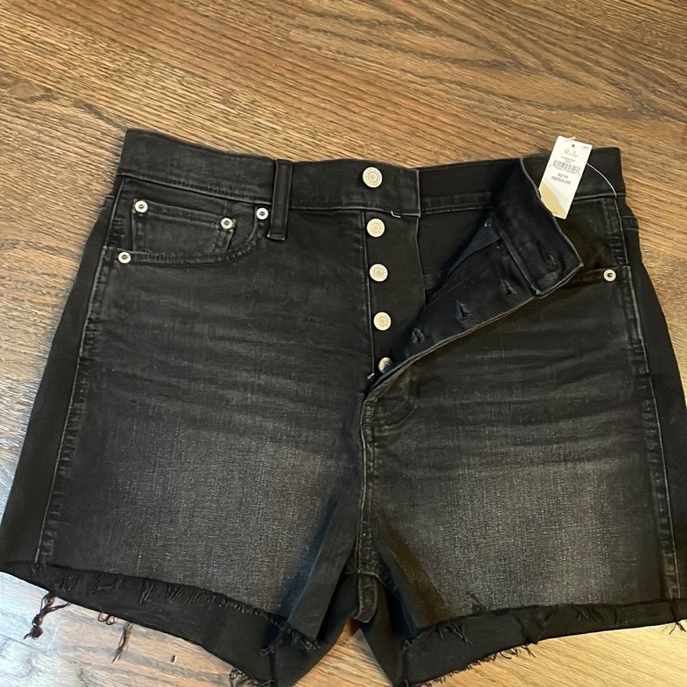 Gap black denim button front shorts